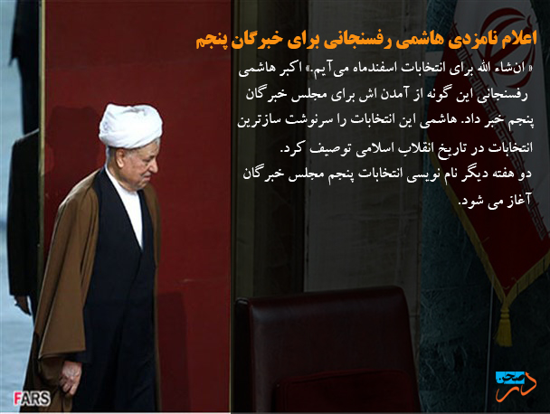 اعلام نامزدی هاشمی رفسنجانی برای خبرگان پنجم