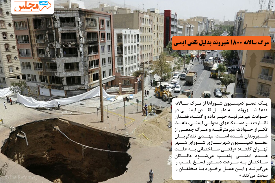 مرگ سالانه ۱۸۰۰ شهروند بدلیل نقص ایمنی